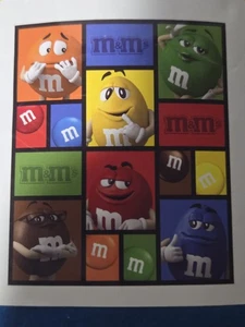 M&Ms World Chocolate Candy Brand Polyester Fleece Blanket 50” x 60” NEW - Picture 1 of 4