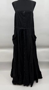 Free People Dress Women XL Black Catch The Breeze Tiered Cottage Peasant Maxi - Picture 1 of 14