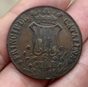 Moneda 6 Cuartos 1841 BARCELONA CATALUÑA ISABEL II . - Imagen 1 de 4