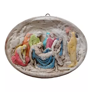 *HH* Antico Bassorilievo Pietà Scultura Religiosa Pietra Votiva Gesù Cristo - Foto 1 di 23