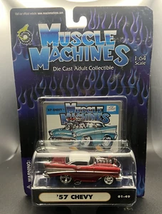 1:64 FUNLINE MUSCLE MACHINES '57 CHEVY CANDY RED / WHITE HOT ROD 01-49 71161 NIP - Picture 1 of 1