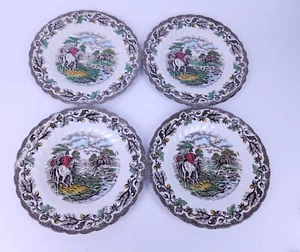 De colección Myotts Country Life 4 Placas Laterales Grabadas a Mano Finas Staffordshire Ware - Imagen 1 de 6