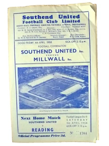 1958 Football Combination Match- SOUTHEND UNITED v MILLWALL, 4th April - Picture 1 of 3