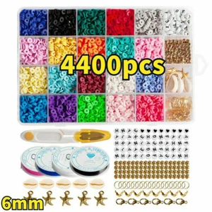 4400PCS Flat Polymer Clay Beads Spacer for DIY Bracelets Jewelry Making Finding - Picture 1 of 9