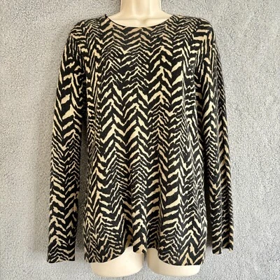 Suéter J. Mclaughlin Mediano Cachemira Estampado Tigre Silencioso Lujo Acogedor Cálido Safari Foto 1 de 4