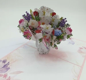 💗 3D Pop Up Geburtstagskarte Bunter Blumenstrauß Liebe Muttertag Mama Liebe - Bild 1 von 3