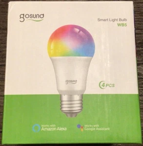 New WiFi E26 A19 RGB Alexa RGB+White Dimmable LED Light Bulbs 4 Pack WB5 - Picture 1 of 6