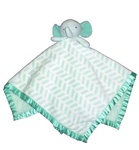 Cloud Island Green Elephant Plush Satin Large Baby Blanket Oversized Target EUC - Picture 1 of 2