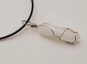 Natural Crystal Necklace Wire wrapped point necklace White Quartz - Picture 1 of 7