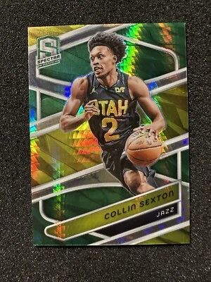 2023-24 Panini Spectra Collin Sexton International Green Prizm Utah Jazz /75 - Image 1 of 2