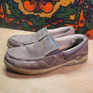 Margaritaville Havana Men's Size 9.5 Brown Slip On Loafers Boat Shoes Leather - Picture 1 of 12