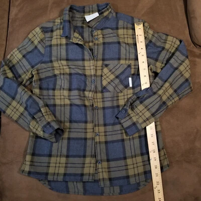 MAMMUT FLANEL 衬衫女式小号蓝色/灰色和 OLIVE CHUNKY 格子格子 — 第 1/4 张图片