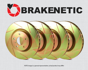 FRONT+REAR BRAKENETIC Sport Slotted Brake Disc Rotors BSR79748