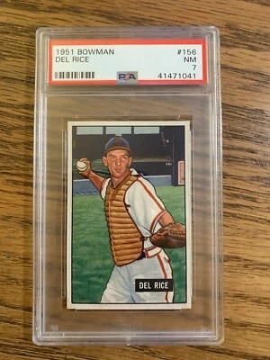 1951 Bowman - #156 Del Rice PSA 7 NM - Image 1 of 2