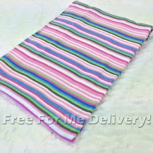 JESSIE BABY KIDS STRIPES PINK COTTON SOFT BLANKET THROW 76x100cm *FREE DELIVERY* - Bild 1 von 6