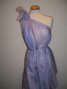 6yds COUTURE DESIGNER FABRIC LILAC SILK SATIN ORGANZA WITH MINI FLOCKED FLORAL - Picture 1 of 6
