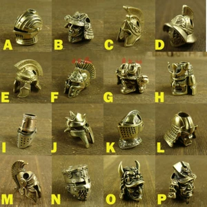 16 styles Solid Brass " helmet " shaped paracord bead lanyard beads knife tool - Picture 1 of 32