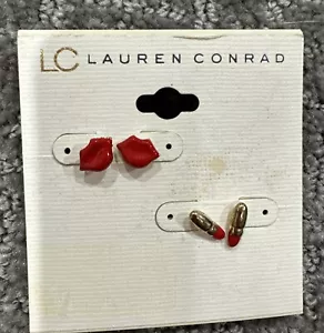 NUOVI ORECCHINI BORCHIE LC LAUREN CONRAD LABBRA ROSSE E ROSSETTO - Foto 1 di 2