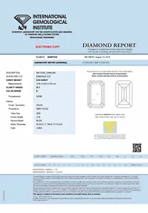 DIAMANT 0.34ct Emerald Cut SI1 River (E) IGI - Bild 1 von 2