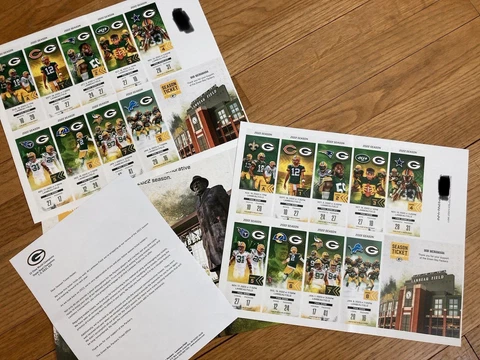 2022 Commemorative Green Bay Packer Season Ticket Sheets. Season Ticket Holders Cover
