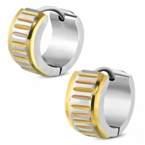 7Mm | Pendientes De Aro Step-Edge De Acero Inoxidable Con Corte De Piedra - Imagen 1 de 1
