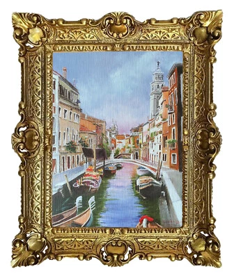 Beautiful Painting 56x46cm - By. C. Parisi Venice Antique Baroque Frame Look R - Image 1 of 3