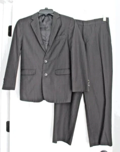 Boys Chaps 2 Piece Suit Blazer Pants Size 12 Regular Black Pinstripe Jacket GUC - Picture 1 of 4