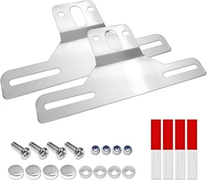 2 Pack Stainless Steel Trailer License Plate Bracket Holder Metal Car Tag Frame - Picture 1 of 8