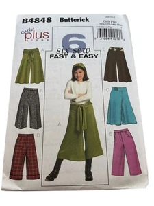 Butterick Sewing Pattern B4848 Girls Plus Sizes Easy Gaucho Pants and Pants UC - Picture 1 of 10