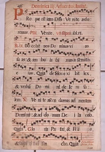 Gregorianischer Gesang Pergament Notenblatt in Latein (Natiuitas Domini) - Bild 1 von 3