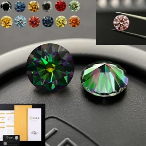 Loose Moissanite Real Gem Stone GRA Certificate 3-8mm 0.1-2 ct VVS1 D Diamond - Picture 1 of 24