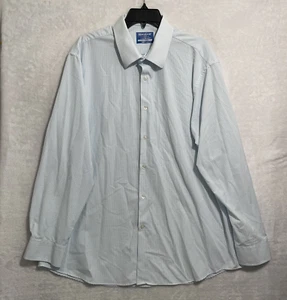 Haggar Mens Button Shirt Blue Gingham Check XL Classic Golf Long Sleeve Collar - Picture 1 of 6