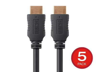 Monoprice High Speed HDMI Cable - 6 Feet - Black (5-Pack) HDR, 18Gbps, 28AWG - Image 1 of 4