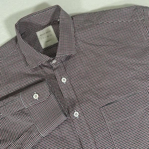 Billy Reid Men’s XL Red White Blue Gingham Standard Cut Long Sleeve Shirt - Picture 1 of 7