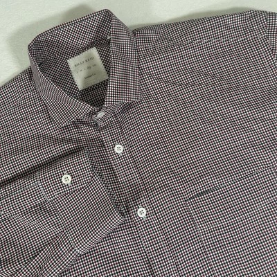 Camisa manga larga Billy Reid XL roja blanca azul guinga corte estándar para hombre Foto 1 de 4