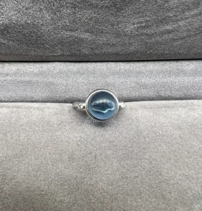 Julie Sandlau Rhodium Plated Sterling Silver Prime Sapphire Blue Ring Sz 52 - Picture 1 of 8