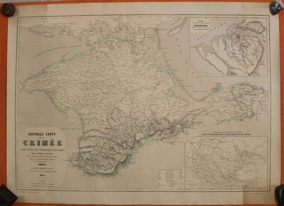 SEBASTOPOL CRIMEAN PENINSULA 1855 VUILLEMIN OVERSIZE UNUSUAL ANTIQUE ORIGINALMAP - Image 1 of 1
