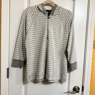 Ralph Lauren Jeans Co. Talla XL Gris Claro Rayas Cuarto Cremallera Top Sudadera con Capucha para Mujer’s Foto 1 de 4