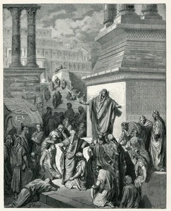  JONAH CALLING NINEVEH TO REPENT Gustave Dore 1890 vintage art print - Picture 1 of 3