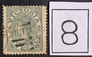 1865 Victoria Australia 10d Grey Laureate stamp WMK 8 Perf 13 Used Cat £150.00. - Picture 1 of 3