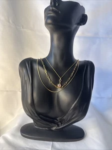 Nuevo Collar Dije Cristal Rosa Recubierto de Oro 18k 3 Hilos Cadenas Nuevo 15" 18"20" - Imagen 1 de 7