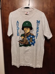 MOH USGI Militär Siebdruck Illustration Audie Murphy grau Medium Tshirt Don Moore - Bild 1 von 4
