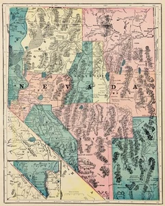 1907 NEVADA - Map ORIGINAL LARGE (12X9) CARSON CITY - TAHOE - RAILROADS - Picture 1 of 6