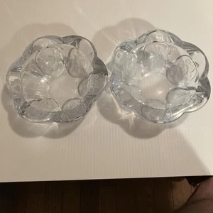 Clear Glass Round Floral Design Ash Tray 8” Etched Lot Of 2 - Picture 1 of 8