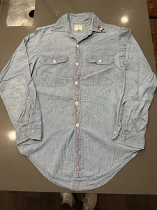 VTG 70s Big Mac JCPenney Chambray Work Shirt Embroidered Small - Picture 1 of 13
