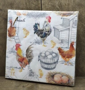 Ambiente Servietten 3lagig 33x33 cm 20 Stck Landhaus Hühner Chicken farm - Bild 1 von 3