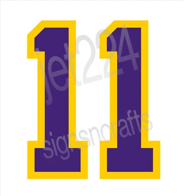 Calcomanía adhesiva números de baloncesto profesional, equipo de la NBA, púrpura/oro Foto 1 de 4