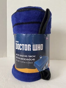 BBC Doctor Who Micro Raschel Plush Throw Blanket Blue Tardis - Picture 1 of 12