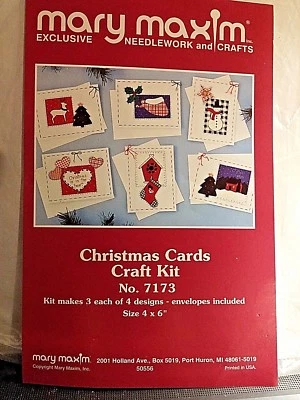 Christmas Card Craft Kit 7173 Mary Maxim 11 cards 4 designs  - Image 1 of 4