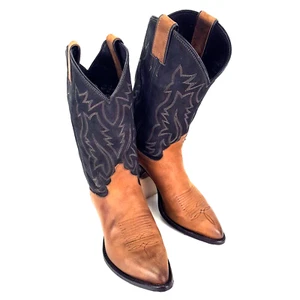 Justin Women 7.5 B Oiled Distressed 2 Tone Black Brown Top Cowgirl L4961 - Picture 1 of 13